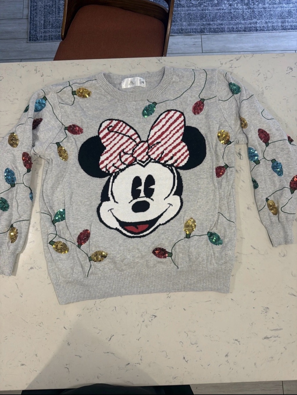 Disney Store Minnie Mouse light bulb Christmas sweater Womens Sz XL NEW